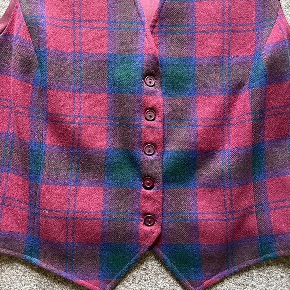 Ben Nevis British Pure New Wool Plaid Vest V Neck Button Up Women’s US 14 / Med - Picture 4 of 8